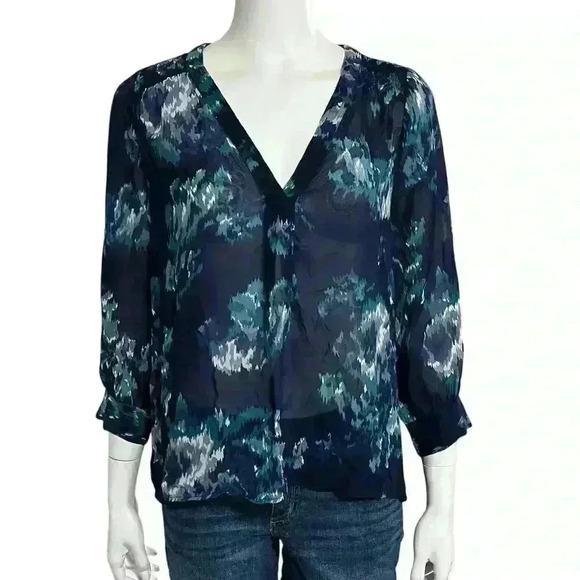 Joie Aceline Blue Silk 3/4 Sleeve Blouse Size Small - Picture 8 of 8